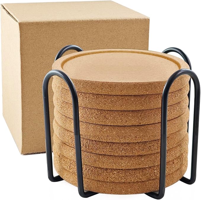 Cork Coasters for Drinks, 4 inches Cup Coasters for Wine Glass, Blank Cork by HILELIFE