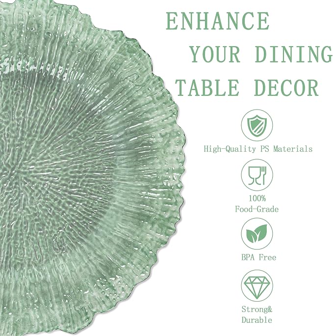 U-QE 60PCS Clear Green Plastic Plates - Image 8