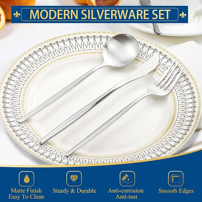 Silverware Set for 8, 40 Piece Flatware Set, Cutlery Tableware set Include - Image 7
