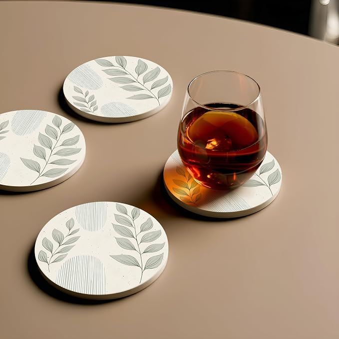 VEYRO Ceramic Coasters Set of 6 – Absorbent Stone Drink Coasters - Image 3