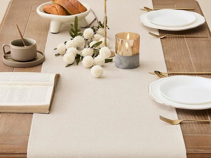 YATOJUZI Cream Table Runner Seasonal Fall Summer Kitchen Dining Coffee Table - Image 2