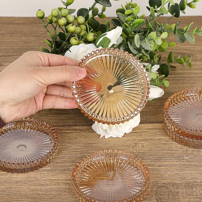 JUXYES Set of 5 Heat-Resistant Clear Glass Coaster - Image 3