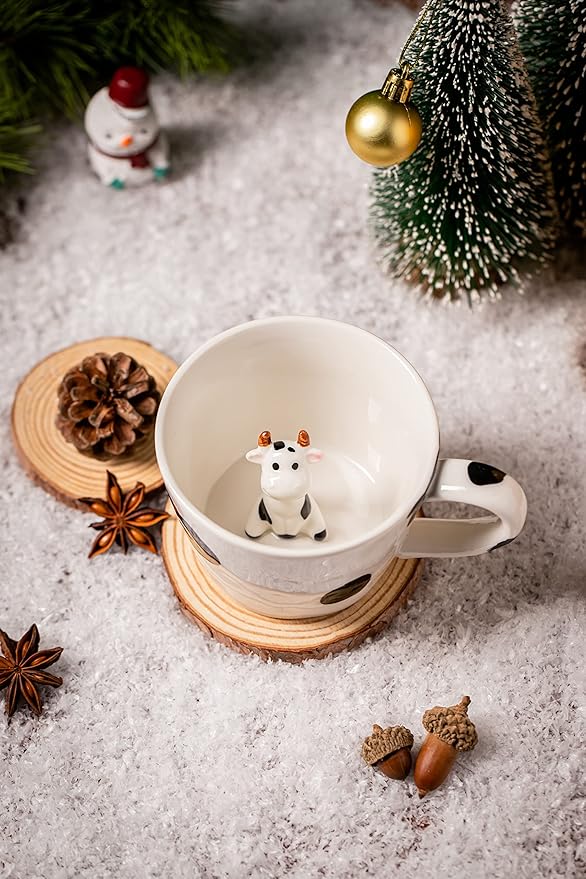 DIHOclub Cow Ceramic Cup Hidden 3D Animal Inside Mug, Cute Cartoon Handmade - Image 2