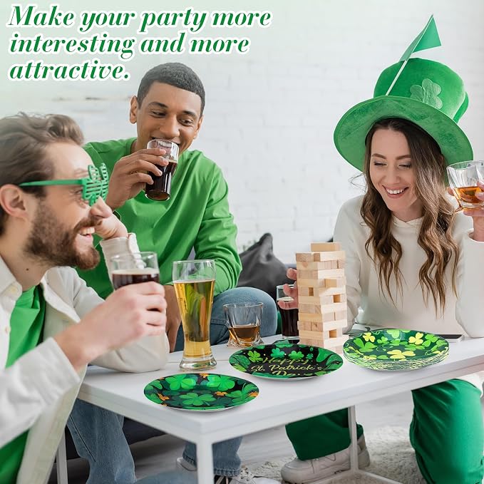 120 Pieces 7 Inch St. Patrick's Day Party Plates Green Shamrocks Dinnerware - Image 4