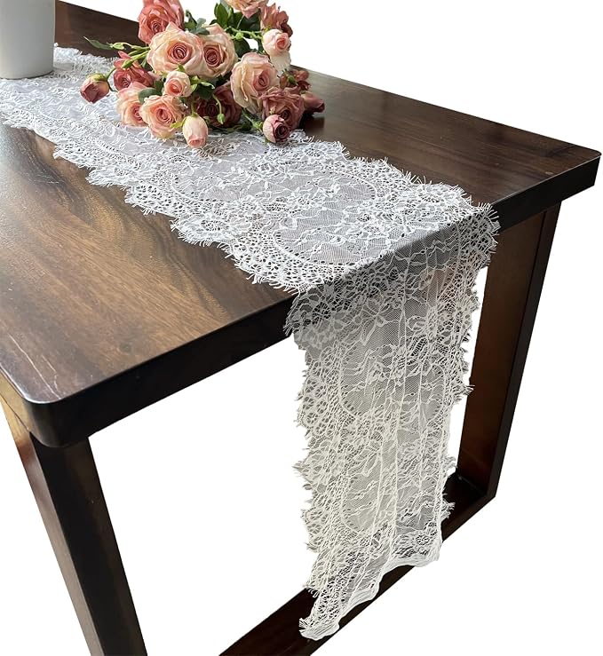5 pcs White Lace Table Runner 14 x 120 Inch Vintage Rustic Table Runner by Unknown