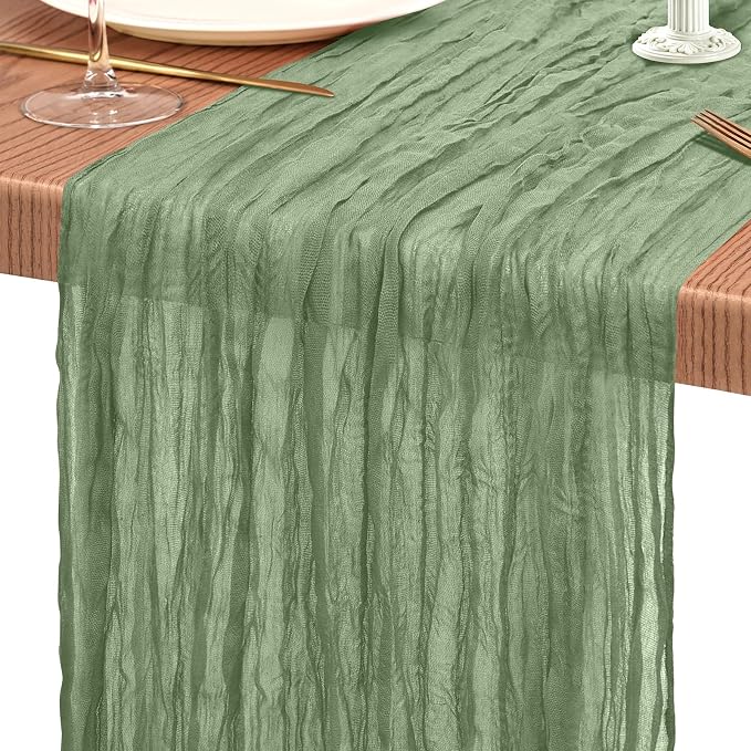 18 Pack Cheesecloth Table Runner 10FT Sage Green Table Runner Boho Gauze Cheese - Image 9