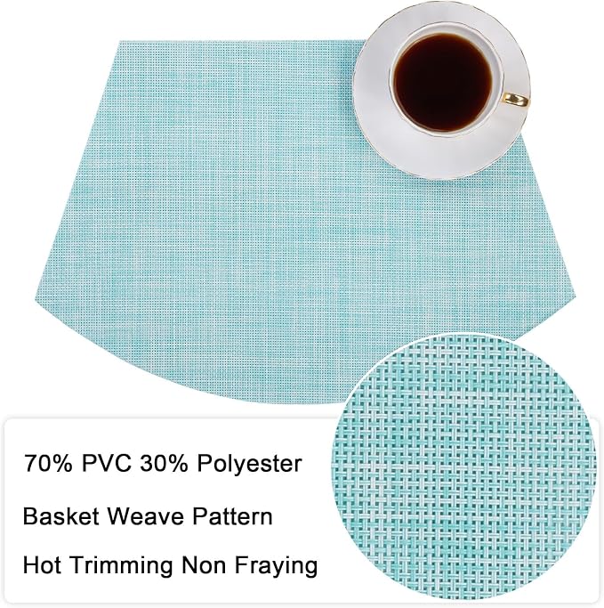 SHACOS Wedge Placemats Set of 4 Woven Vinyl Round Table Placemats Wipe Clean - Image 4