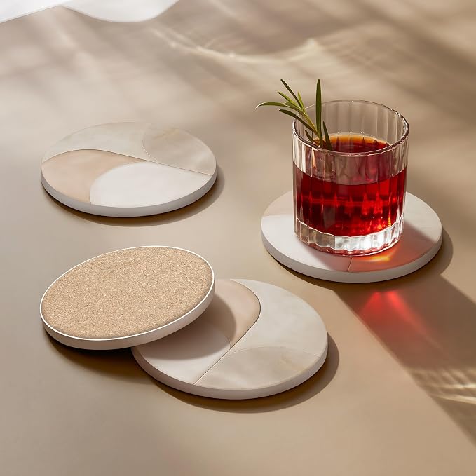 VEYRO Ceramic Coasters Set of 4 – Absorbent Stone Drink Coasters - Image 3