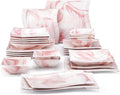 MALACASA Plates and Bowls Sets, 26 Pieces Pink Dinnerware Sets by MALACASA
