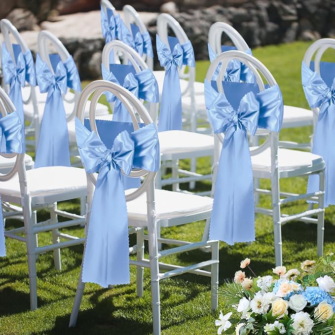 VACVELT Light Blue Satin Table Runners, 12x72 Inch, 6 Pack, Scalloped Edge | - Image 9