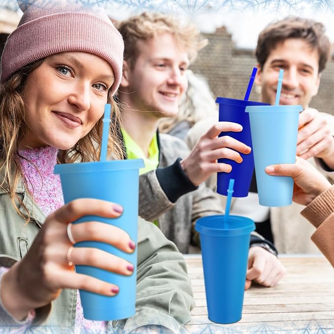 Skylety 36 Pcs Dusty Blue Plastic Cups - Image 4