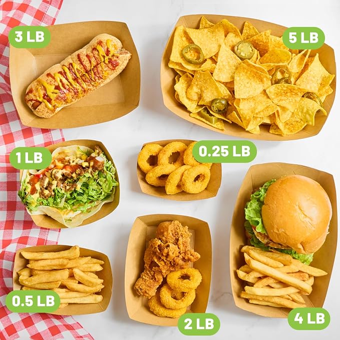 ZORRITA Large Paper Food Trays, 4 LB, 50 Pack | Disposable, Kraft Paper - Image 6