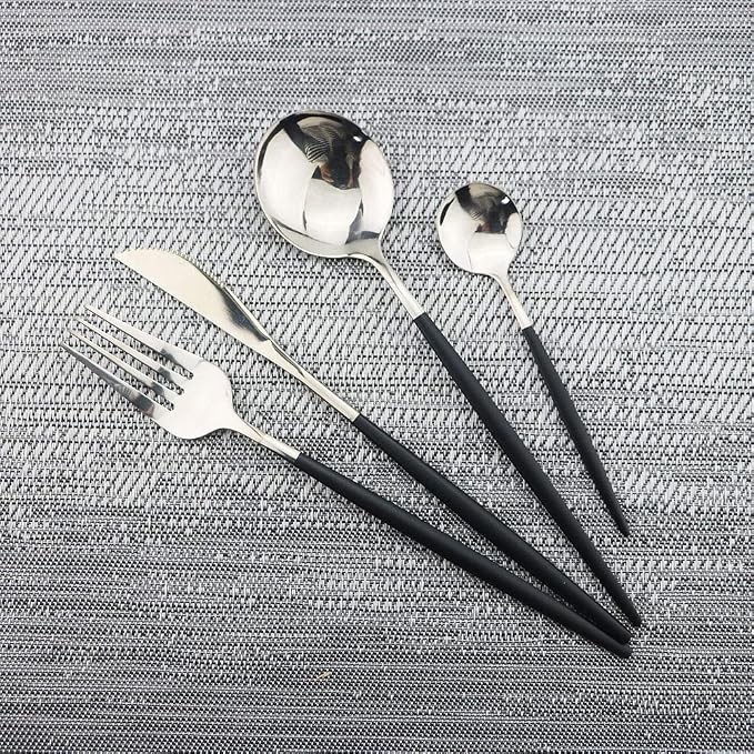 JASHII 30-Piece Stainless Steel Satin Finish Flatware Set, Mirror Polished - Image 4