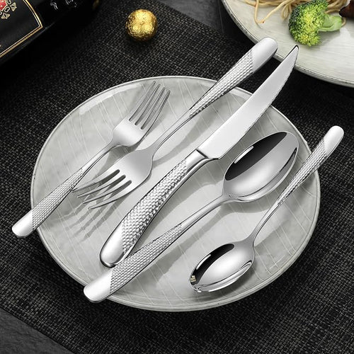 20-Piece Hammered Silverware Set - Image 2