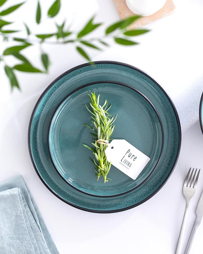 PURE LIVING INTERIOR DESIGN Stoneware small dinner plates set 2 pcs – 7.5" dark - Image 2
