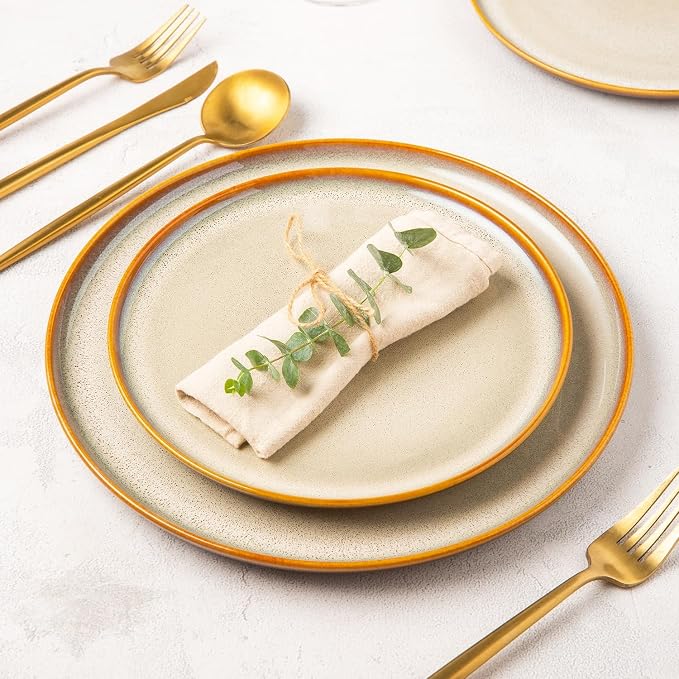 LERATIO Ceramic Dinner Plates Set of 4, 10.5 Inch Reactive Glaze Plate Sets | - Image 6
