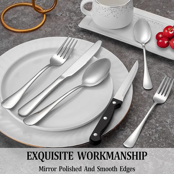 72 Pcs Silverware Set with Steak Knives - Image 4