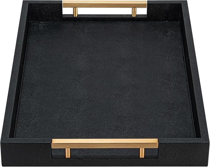 Black Faux Leather Large Square Tray - Image 8