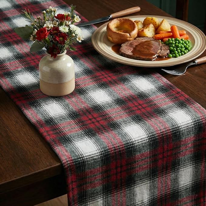 Artoid Mode Red Black Farmhouse Plaid Christmas Table Runner, Valentine Rustic - Image 7