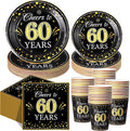 Pickmesh 250 Pcs 60th Birthday Party Supplies Decorations Serve 50 Black Gold by Pickmesh