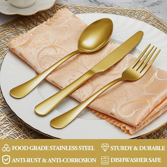 20 Pcs Gold Silverware Set Service - Image 3