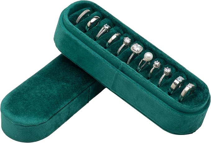 Velvet Small Multiple Ring Box Portable Organizer Display Storage | Travel Case by COWFEX