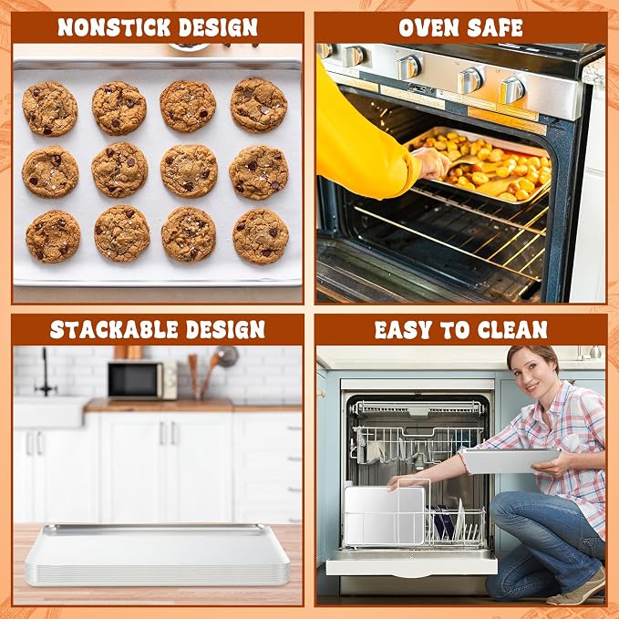 6 Pack Stainless Steel Tray 16 x 12 Inch Metal Food Serving Tray - Image 7