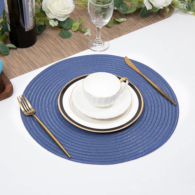 SHACOS Round Placemats Set of 6 Washable 15 inch Round Table Mats Cotton - Image 7
