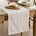 Artoid Mode Brown Rustic Cotton Linen Table Runner, Seasonal Embroidered Hollow by ArtoidMode