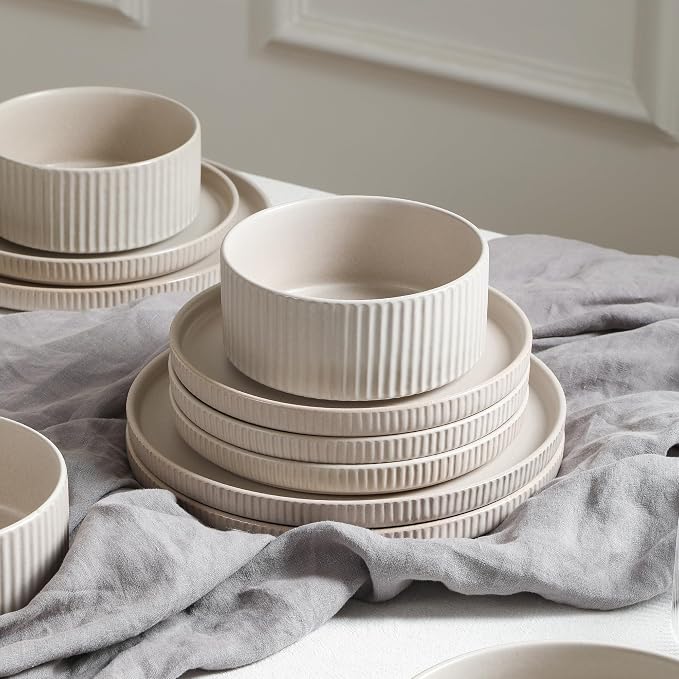 Stone Lain Haven 12-Piece Dinnerware Set, Includes 4 Dinner Plates, 4 Salad - Image 3