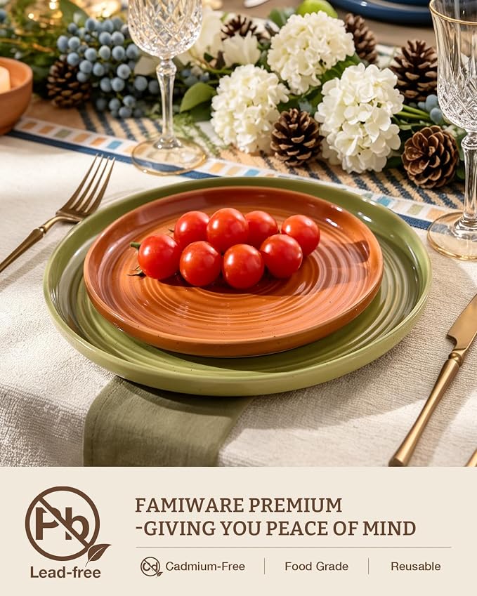 Dinnerware Set for 8, Ceramic Plates and Bowls, Chip & Scratch Resistant - Image 4