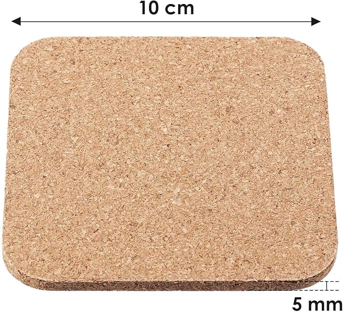 20 Pieces 5 mm Thick Wooden Cork Coasters Absorbent Square Cork Drink Coasters - Image 2