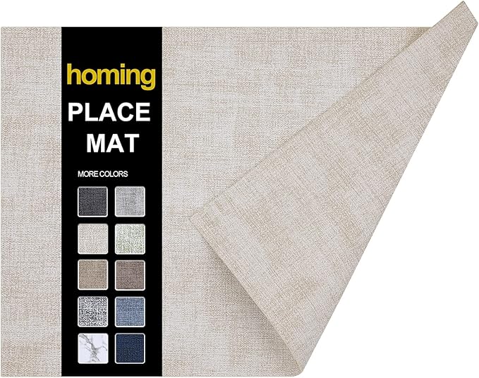 Faux Leather Heat Resistant Placemats 6 Packs, Waterproof Wipeable Dining PU by homing
