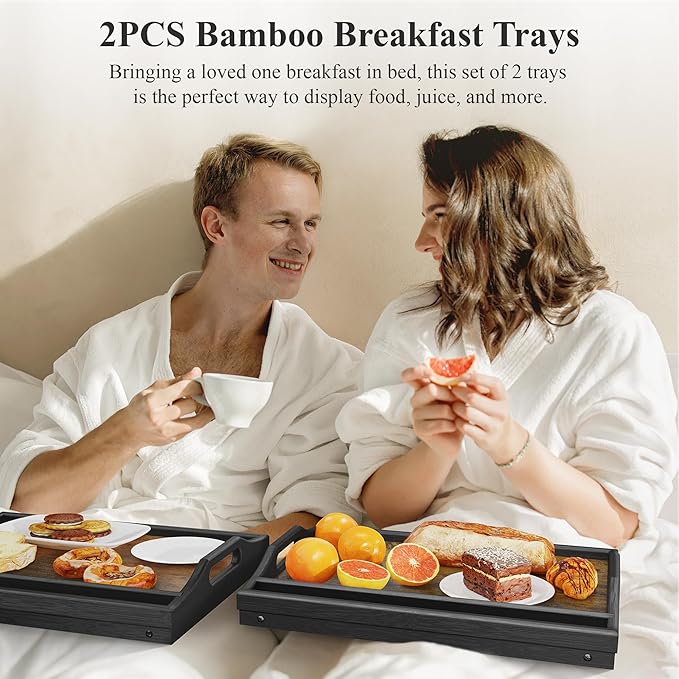 2 Pack Breakfast in Bed Tray for Eating, 16.92 x 12.6 Inch Bed Table Tray - Image 6