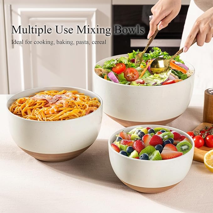 AmorArc Ceramic Mixing Bowls, Stoneware Nesting Bowls Set of 3 - Image 4