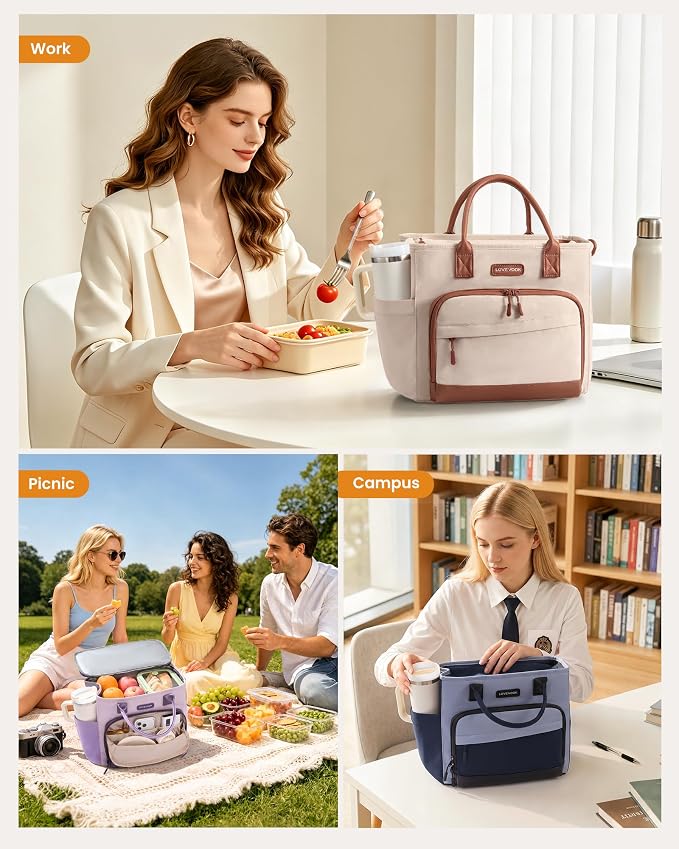 LOVEVOOK Lunch Box for Women, Adult Lunch Bag for Work, Misty Blue | Upgraded - Image 7