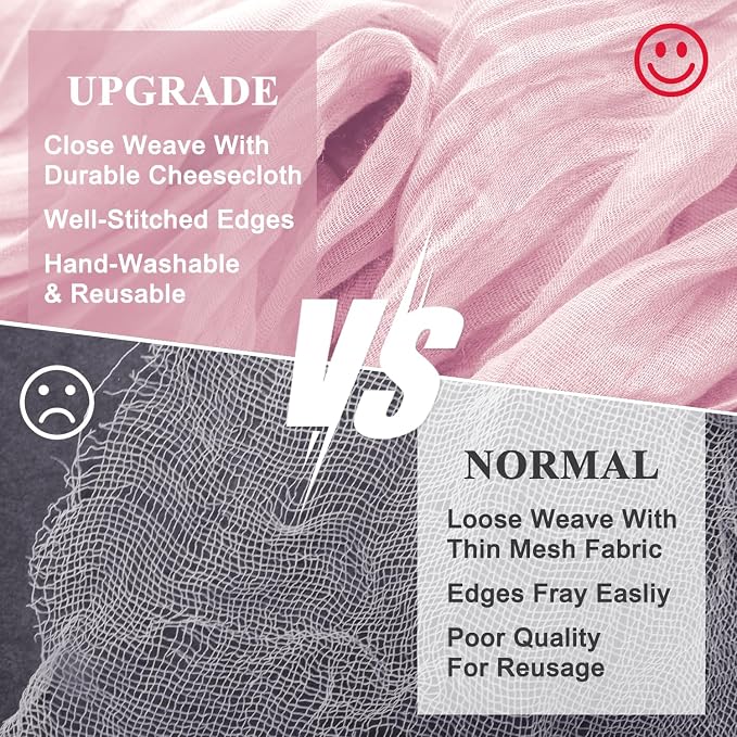 Cheesecloth Table Runner Blush Pink 10FT Boho Gauze Runner, 6 Pack | 120 Inch - Image 4