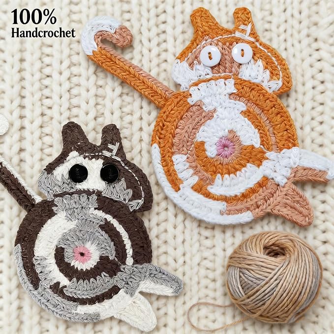Coasters Set of 5, Fun Woven Creative Cat Coasters, Cute Coffee Coaster - Image 2