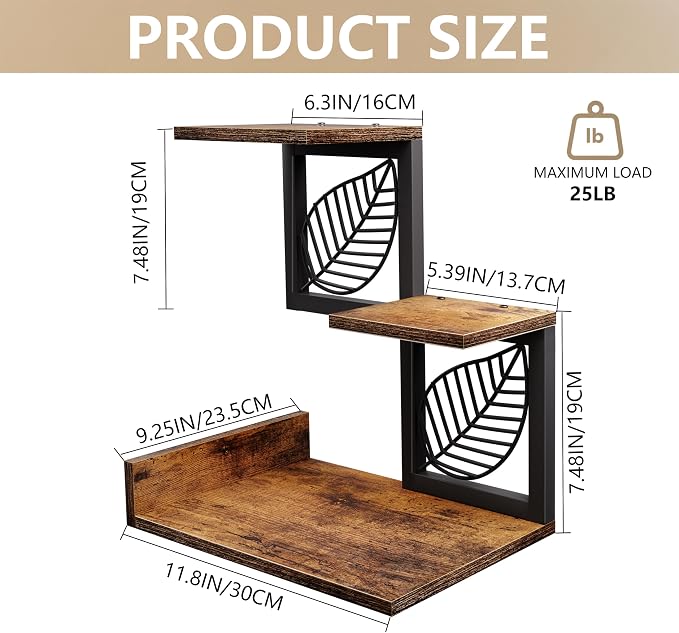 Desk Shelf Organizer, 3 Tier Desktop Leaf Small Bookshelf | Adjustable rustic - Image 2
