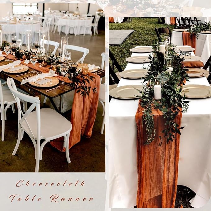 6 Pcs Cheesecloth Table Runner 10FT Terracotta Runner - Image 5