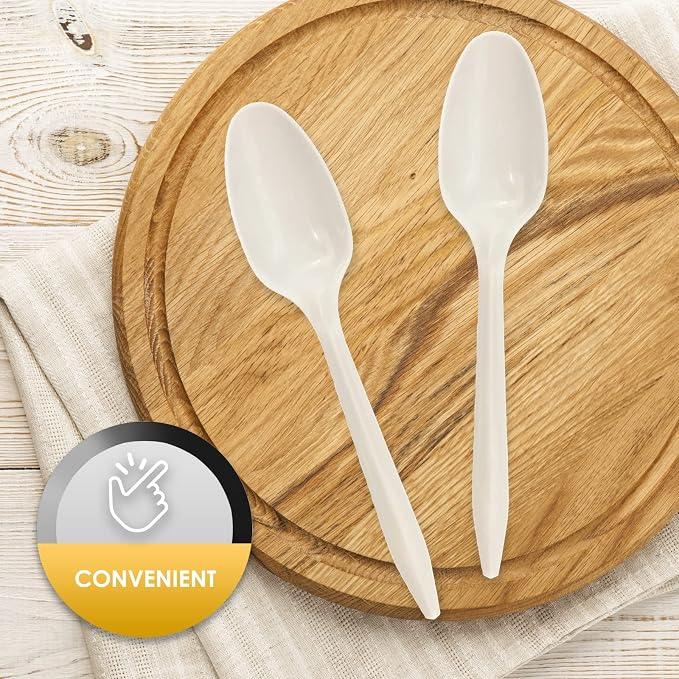 PAMI Medium Weight Disposable Plastic Teaspoons, Bulk Pack - Image 4