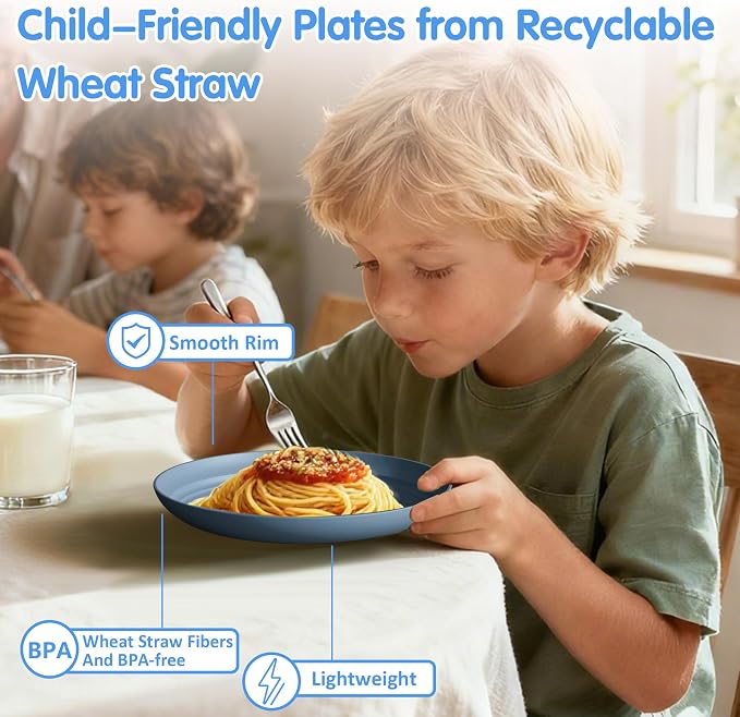 Quatish 10 PCS Unbreakable Reusable Plastic Plates, 8 inch Dishwasher & - Image 8