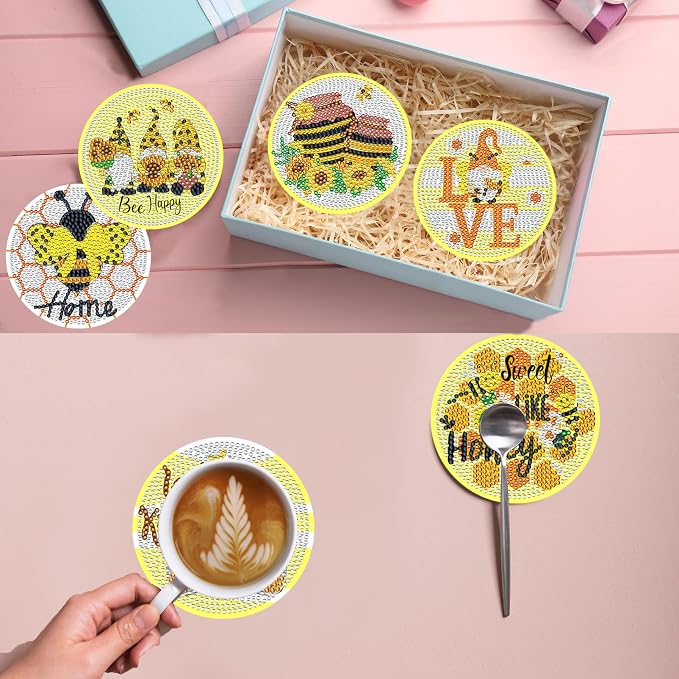 TDOOW Diamond Art Coasters, DIY Bee Diamond Art Kit - Image 7