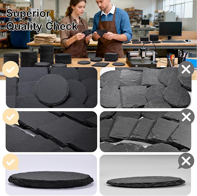 36 PCS Slate Coasters Bulk for Laser Engraving, 4 Inch 18 PCS Natural Handmade - Image 3