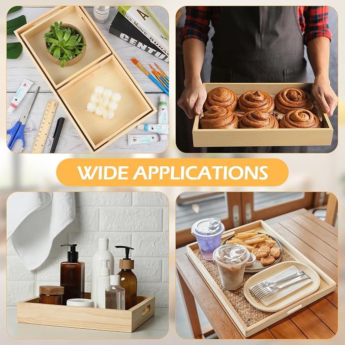 Aodaer 7 Pieces Wooden Trays, Wooden Nested Serving Trays, Rectangular Shape - Image 7