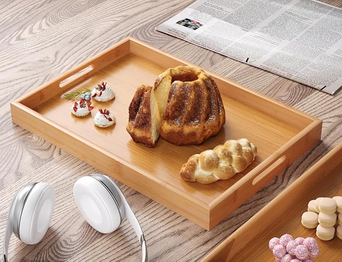 Fibogollo Bamboo Set of 2 Serving Tray - Image 4