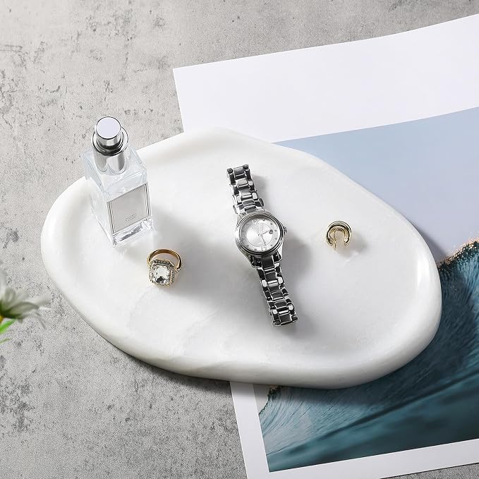 Luxurious White Marble Vanity Tray, Cloud Shape Serving Stone Key Tray - Image 5