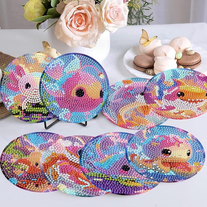 Ekuxom 8 PCS Ocean Animals Diamond Art Coasters Kits - Image 4