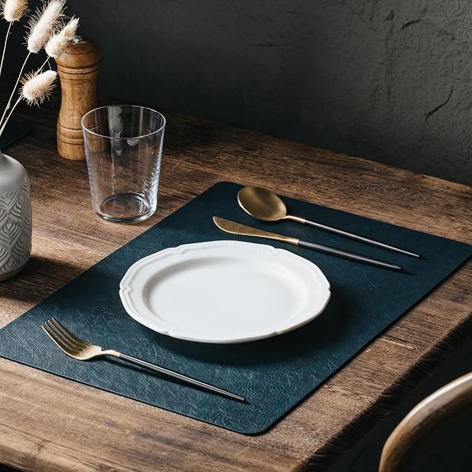 Placemats Set of 4, DOLOPL Reversible Dual-Color Faux Leather Place Mats - Image 5