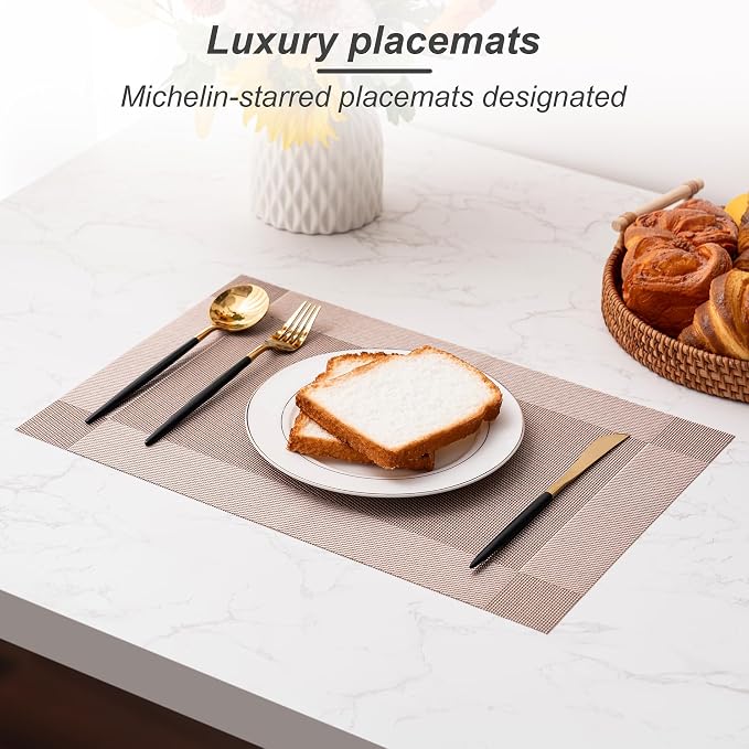 Placemats Set of 6 Washable Indoor | Outdoor Vinyl Place Mats - Image 5